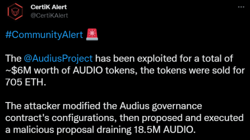 Злоумышленник взломал Audius на $6 млн в токенах, но продал их только на $1 млн