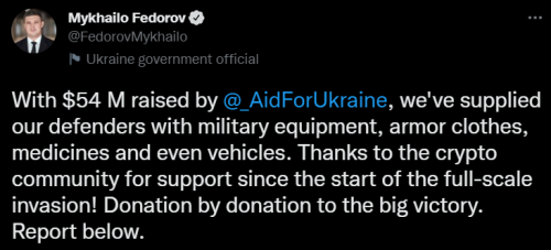 Фонд Aid For Ukraine привлек $54 млн в криптовалюте