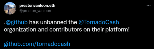 GitHub разблокировал репозиторий Tornado Cash