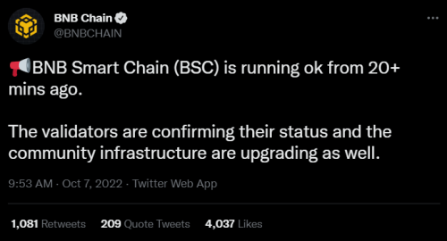 В BNB Chain заявили о восстановлении сети, но пользователи утверждают обратное
