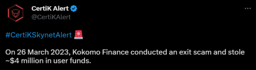 DeFi-протокол Kokomo Finance обвинили в краже $4 млн. Курс KOKO рухнул на 98%