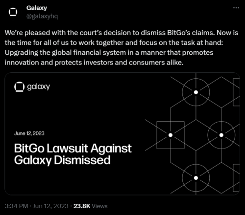 BitGo проиграла иск на $100 млн против Galaxy Digital