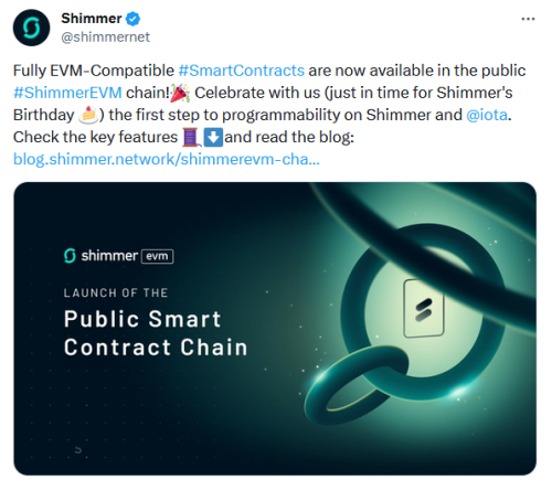 IOTA развернула смарт-контракты в сети ShimmerEVM